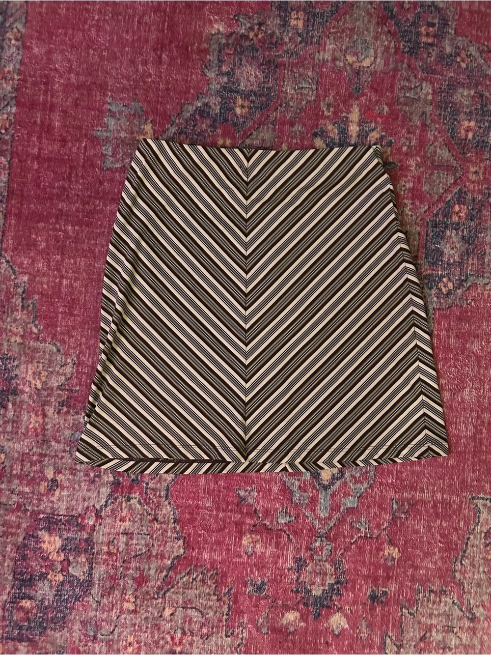 Striped Chevron A-Line Skirt - Black & White
